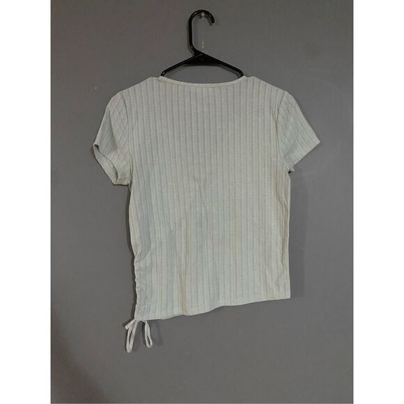 Pink Rose Ribbed Tie Wrap Short Sleeve Top Size Large - Picture 4 of 4